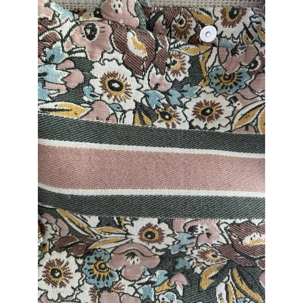 Nalini Floral Tapestry Canvas Stripe Square Tote Bohemian Grandmacore